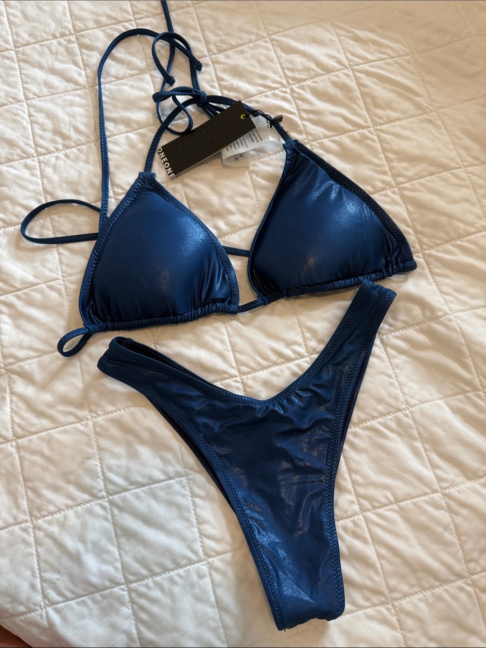 One One swim Shimmer Navy Brazilian bikini
